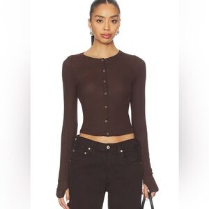 NWT Michael Lauren vesca snap front tee in dark brown